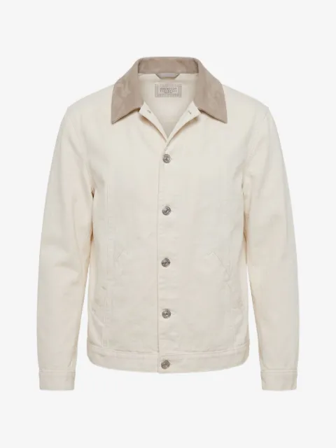 Brunello Cucinelli contrast-collar button-up jacket