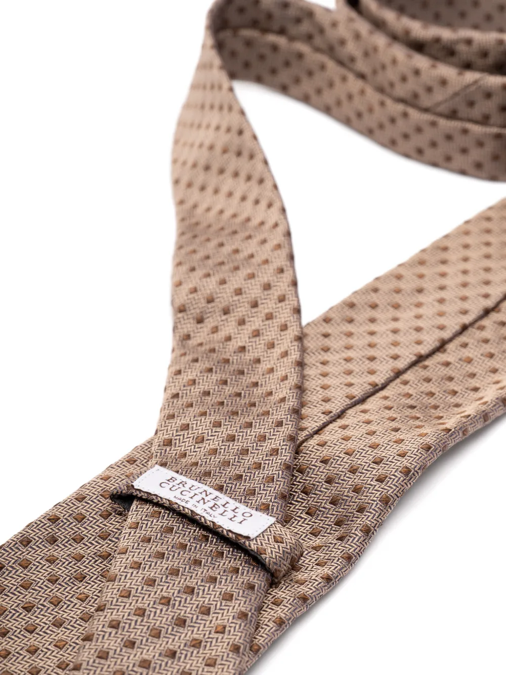 Brunello Cucinelli Zijden stropdas met geometrisch patroon Bruin