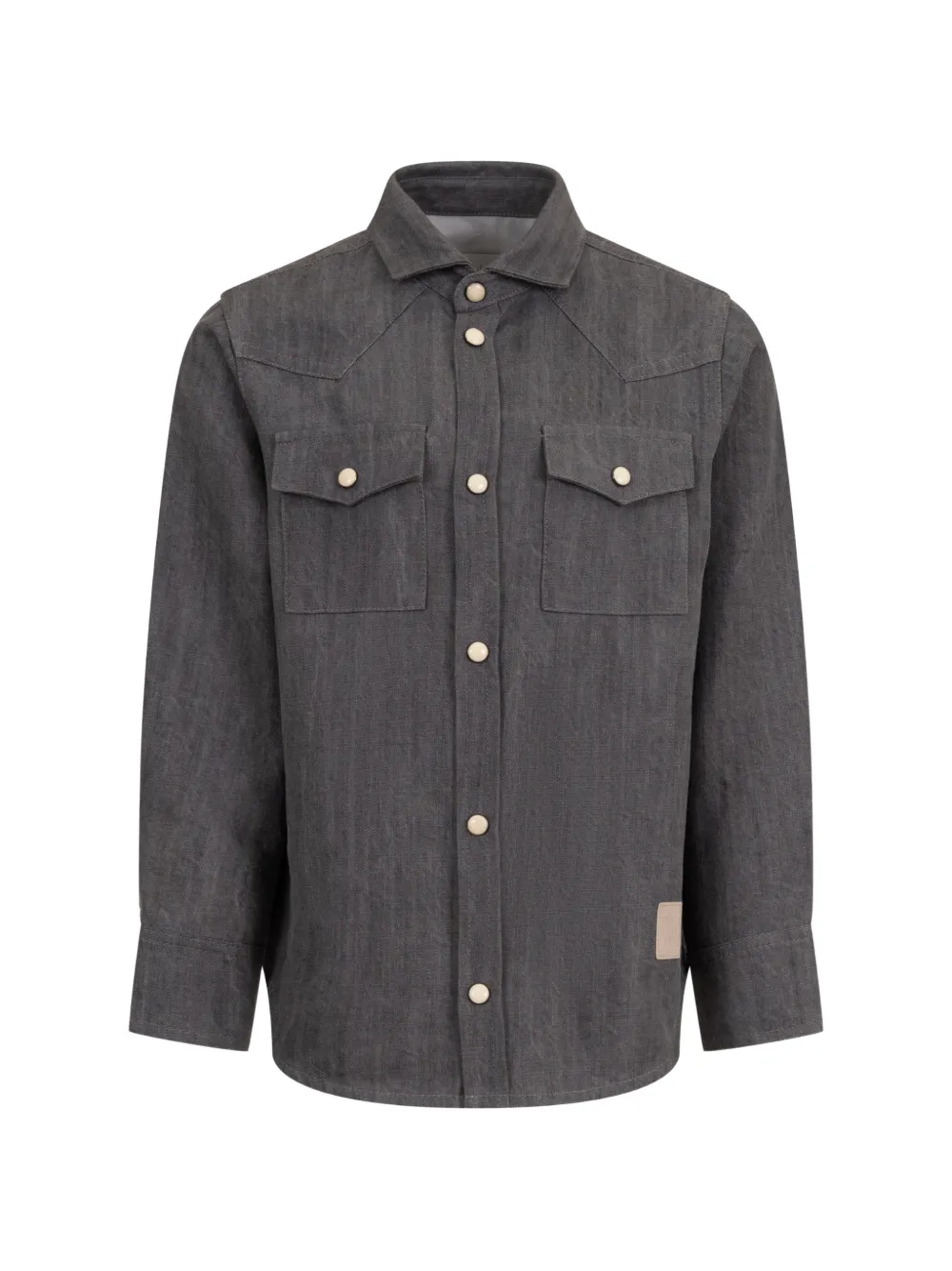 Eleventy Kids western-yoke flap-pocket shirt - Grau
