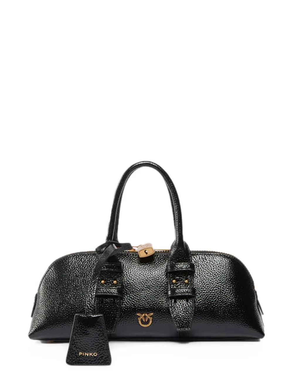PINKO Escape Bag Horizontal small handbag in tumbled leather - Nero