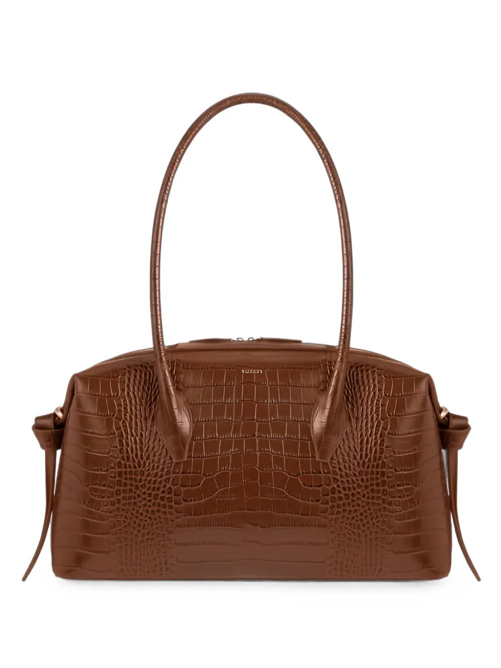 Yuzefi Brioche croc-effect leather shoulder bag - Braun