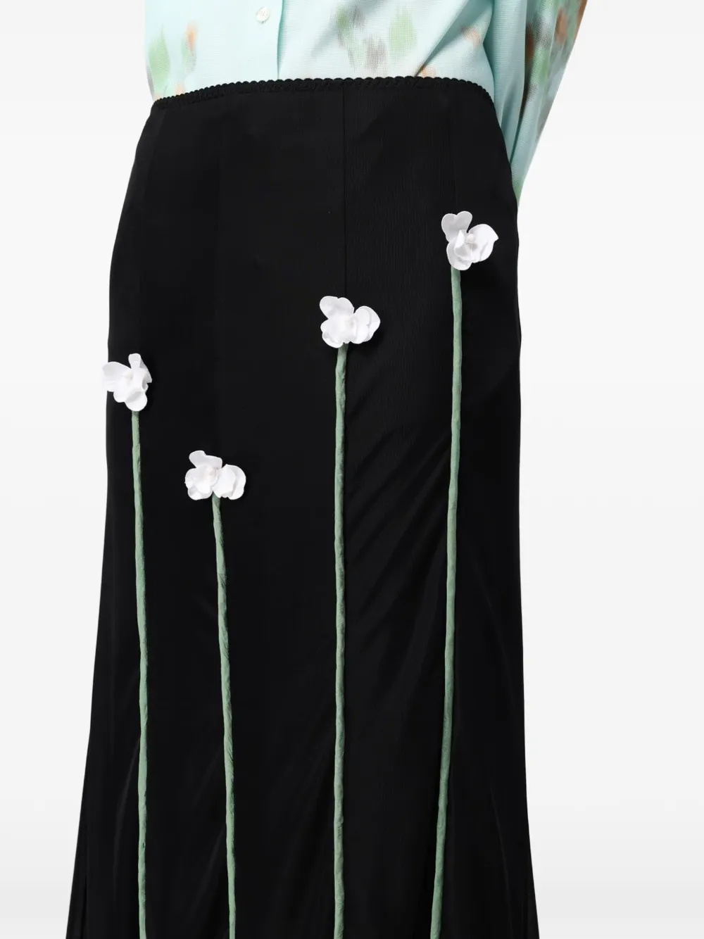 Moschino Couture midi-rok met bloempatch Zwart