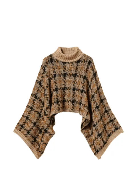 TWINSET check jacquard knit cape