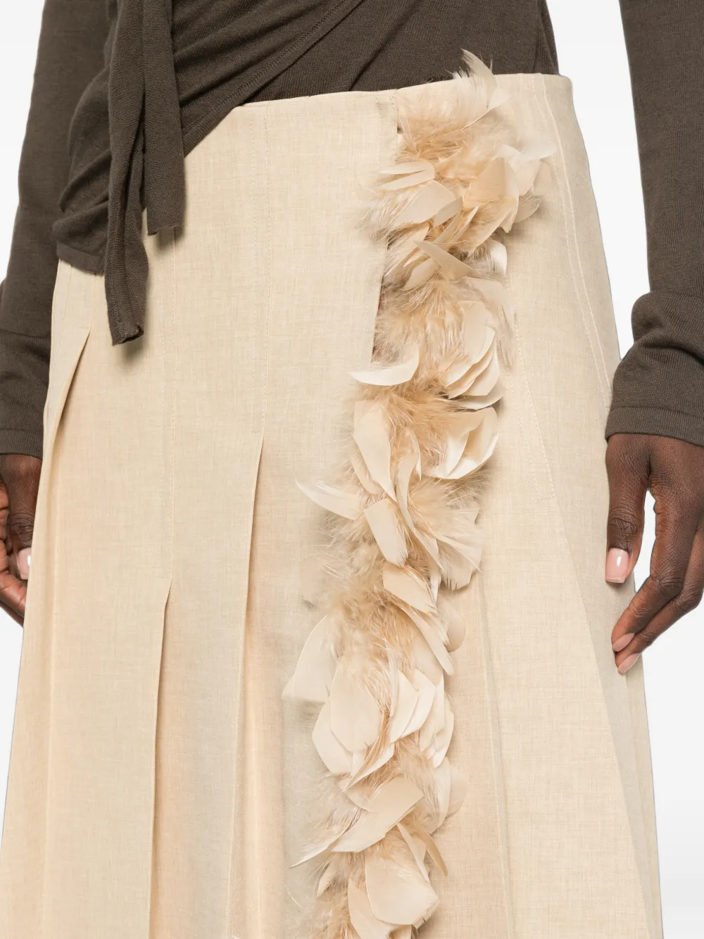 Plan C Geplooide maxi-rok Beige