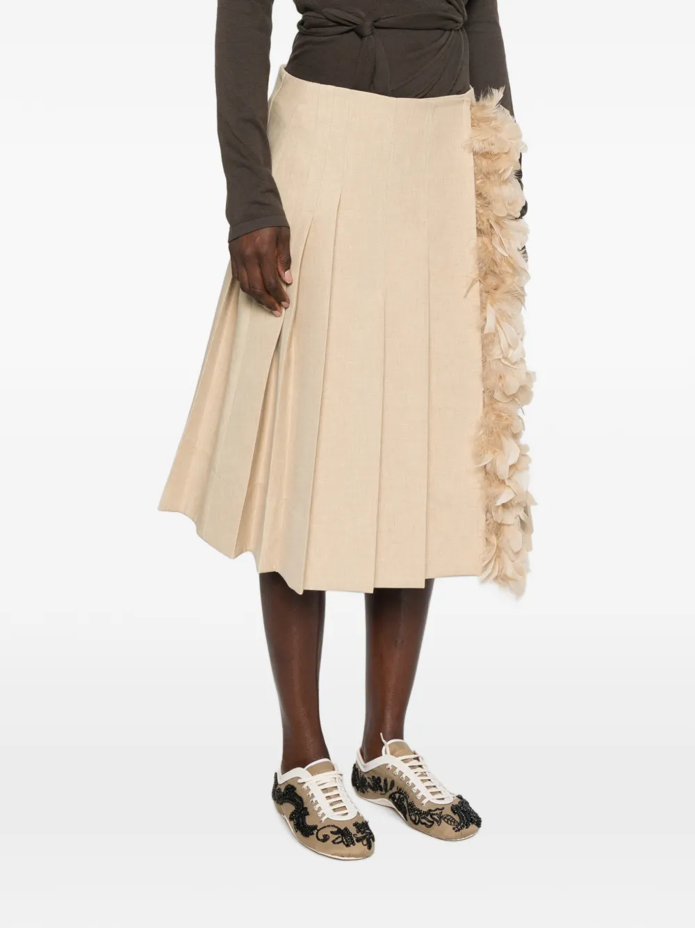 Plan C Geplooide maxi-rok Beige
