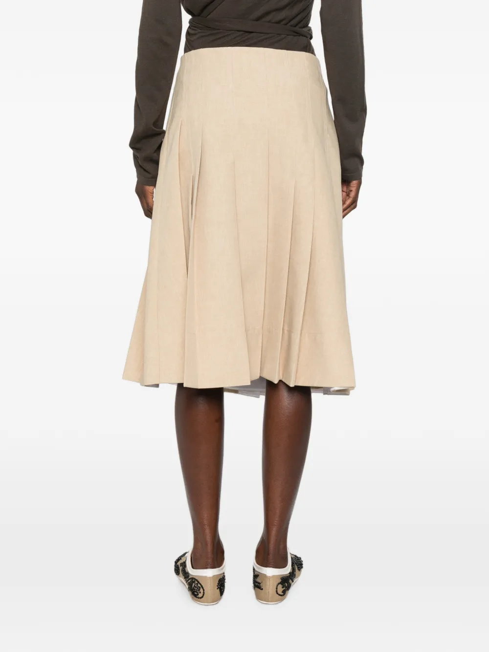 Plan C Geplooide maxi-rok Beige