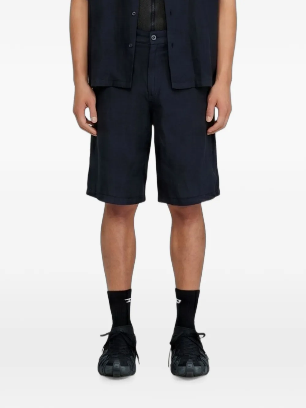 Diesel bermuda shorts in garment-dye linen blend - Schwarz