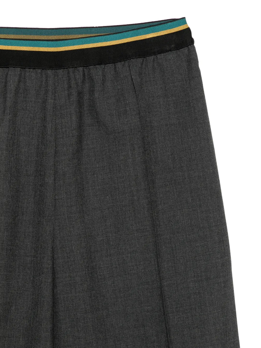 Plan C Wollen broek met gestreepte tailleband Grijs