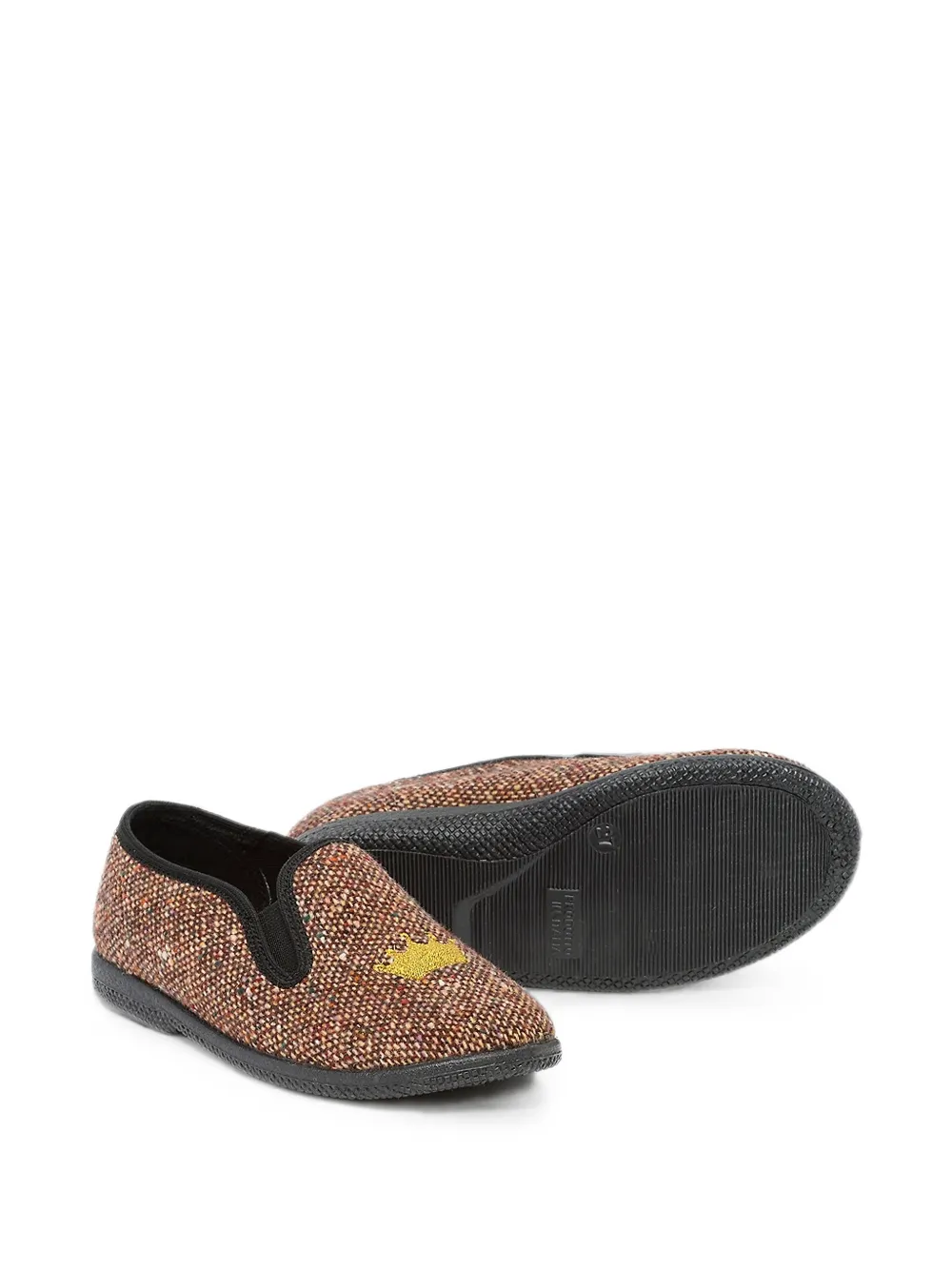 Pèpè crown-embroidered loafers Bruin