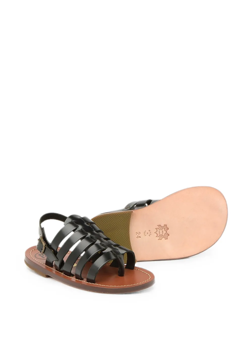 Pèpè cage-style leather sandals Zwart