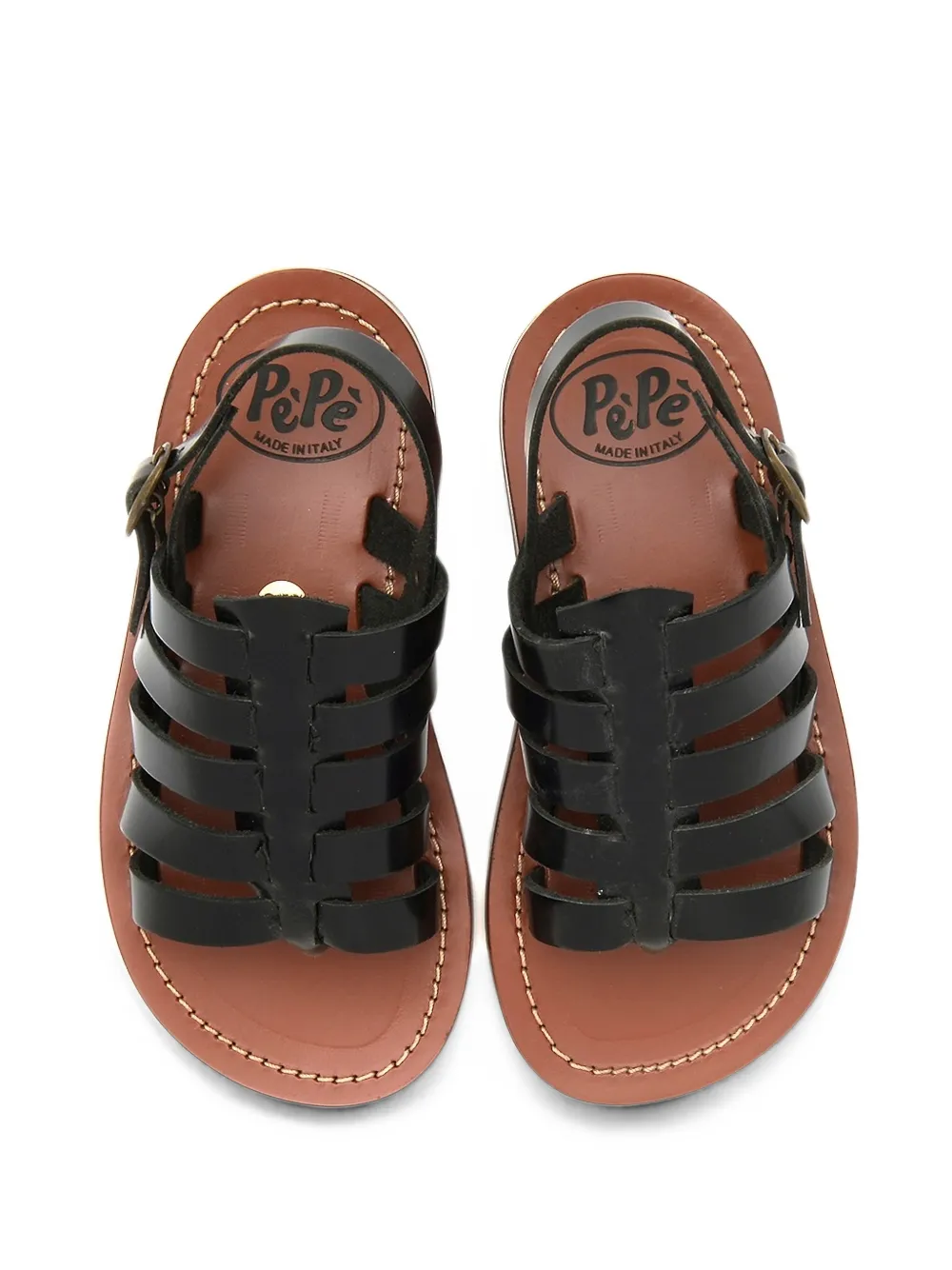 Pèpè cage-style leather sandals Zwart