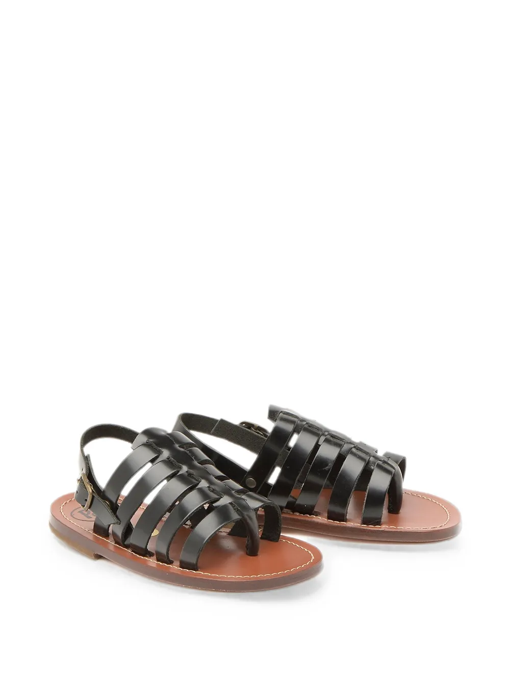 Pèpè cage-style leather sandals Zwart