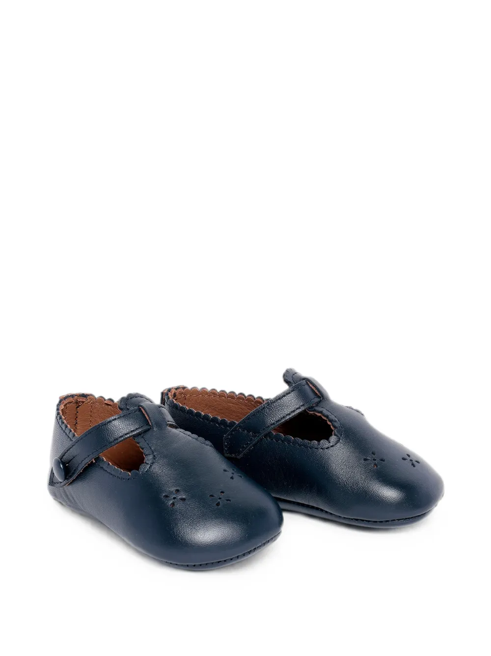 Pèpè perforated scalloped-edge crib shoes - Blau