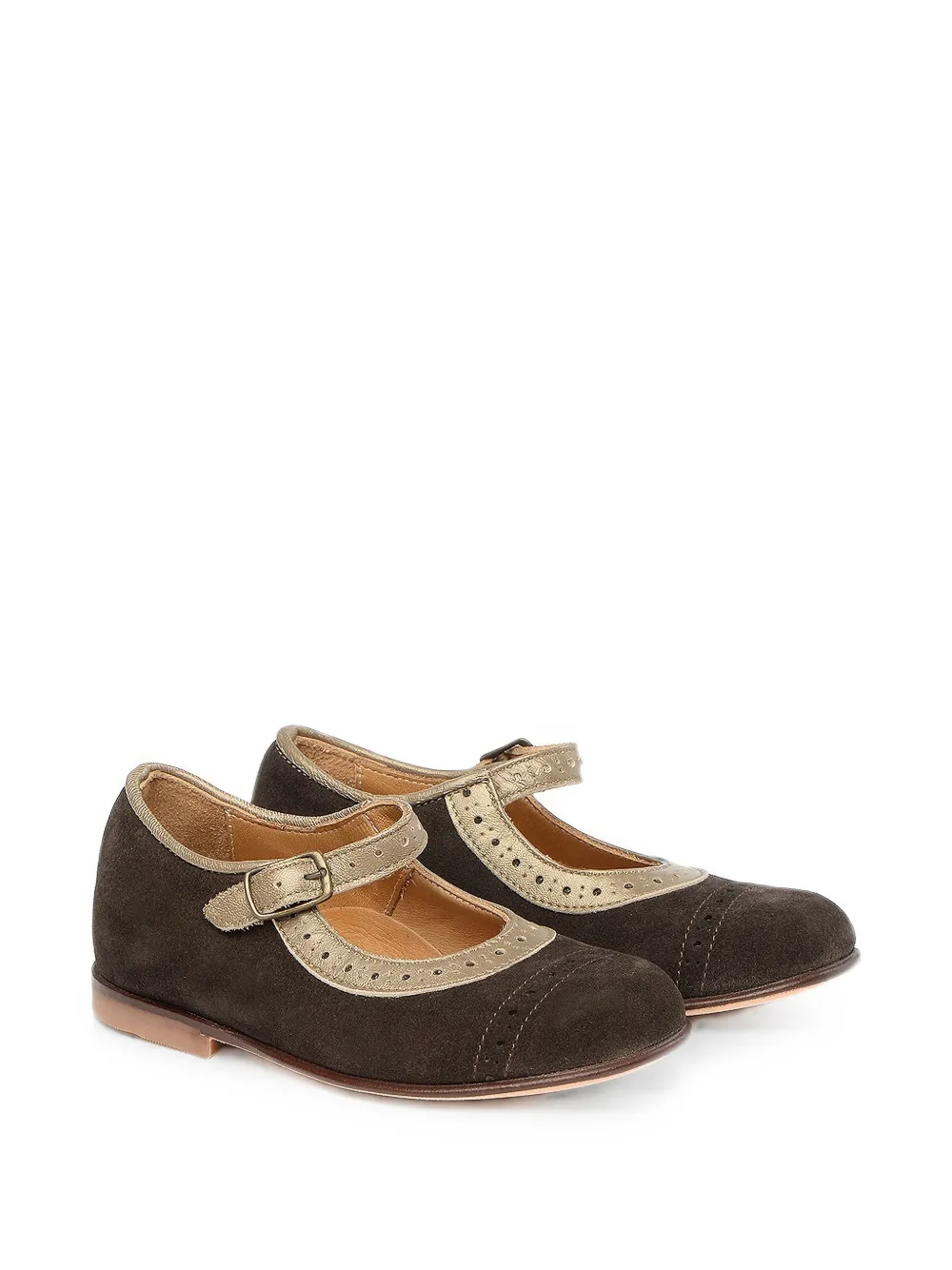 Pèpè brogue-detail buckle-fastening ballet flats - Marrone