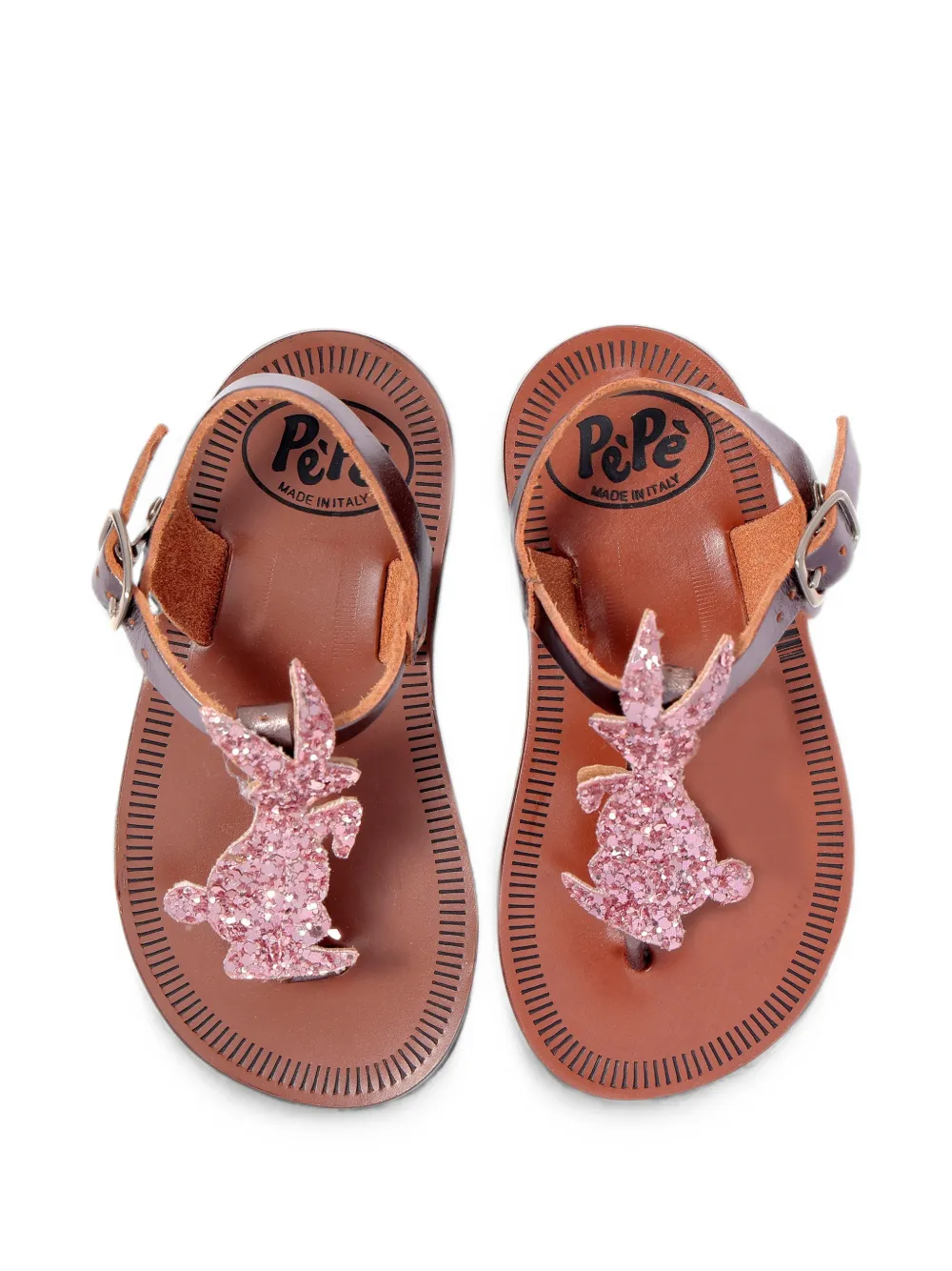 Pèpè Elisa glitter-embellished bunny sandals Roze