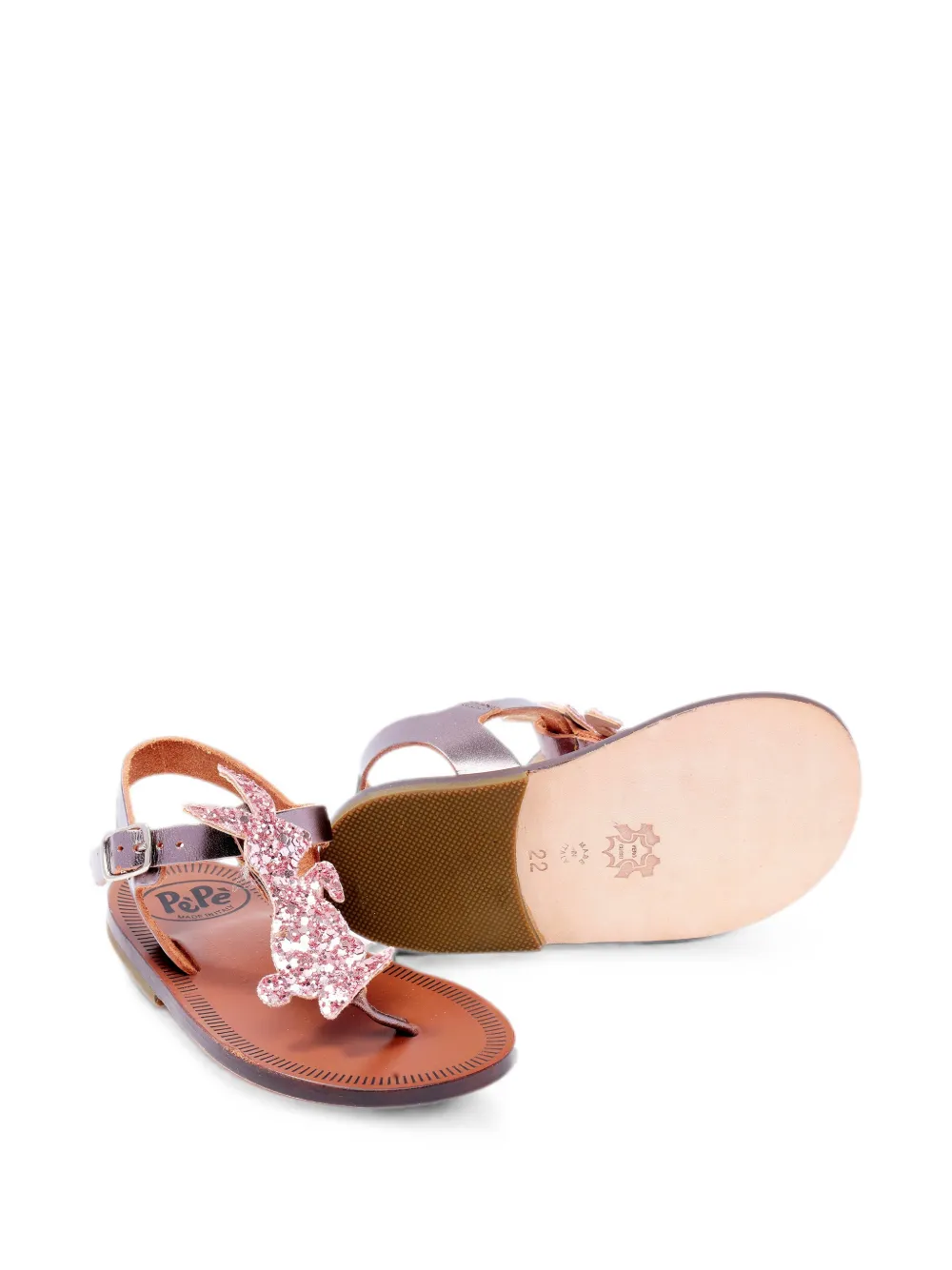 Pèpè Elisa glitter-embellished bunny sandals Roze