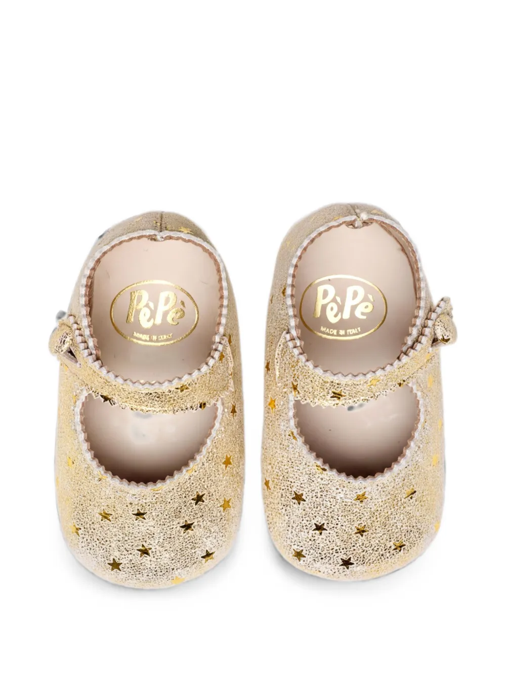 Pèpè star-print scalloped crib shoes Goud