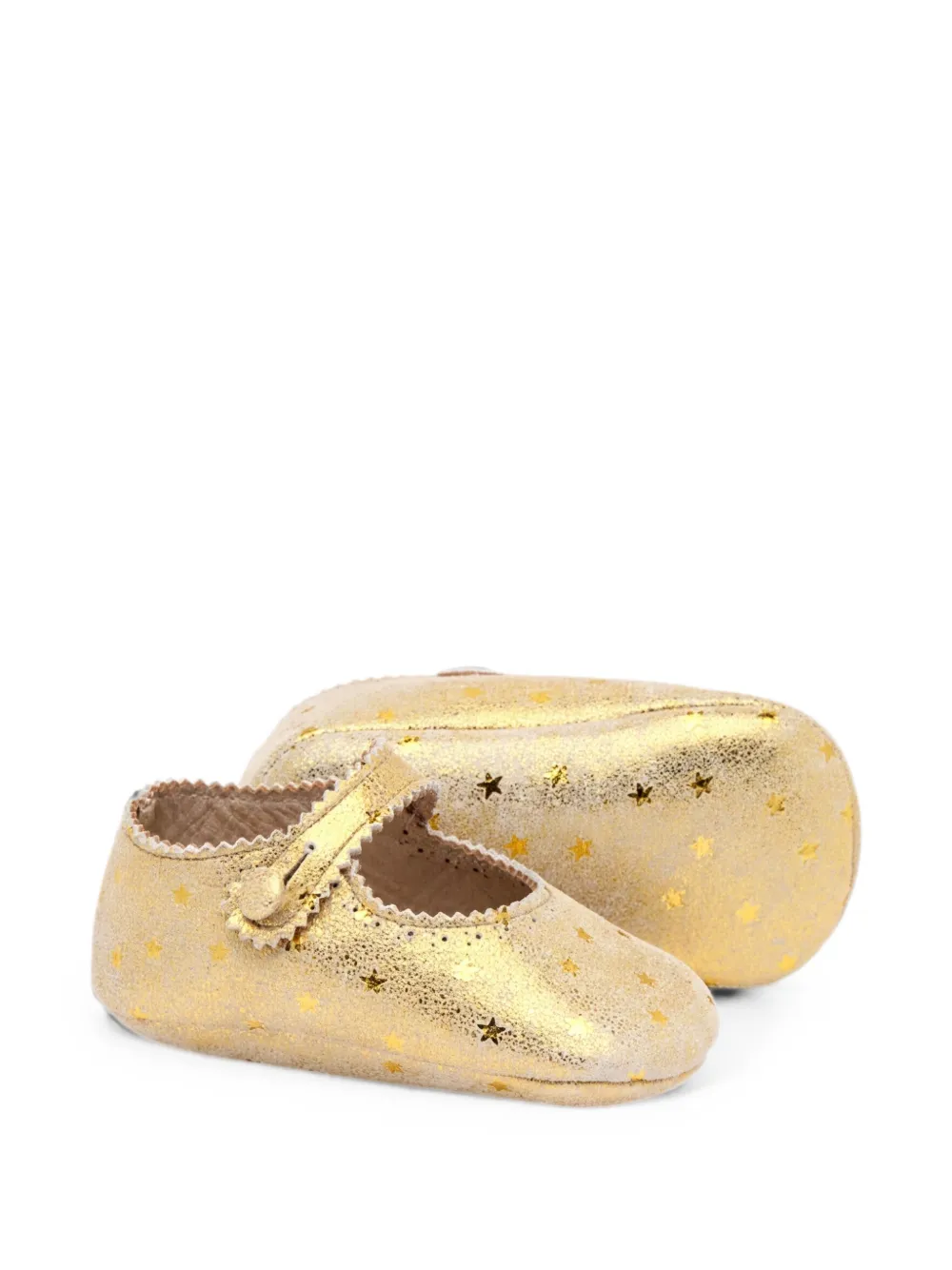 Pèpè star-print scalloped crib shoes Goud