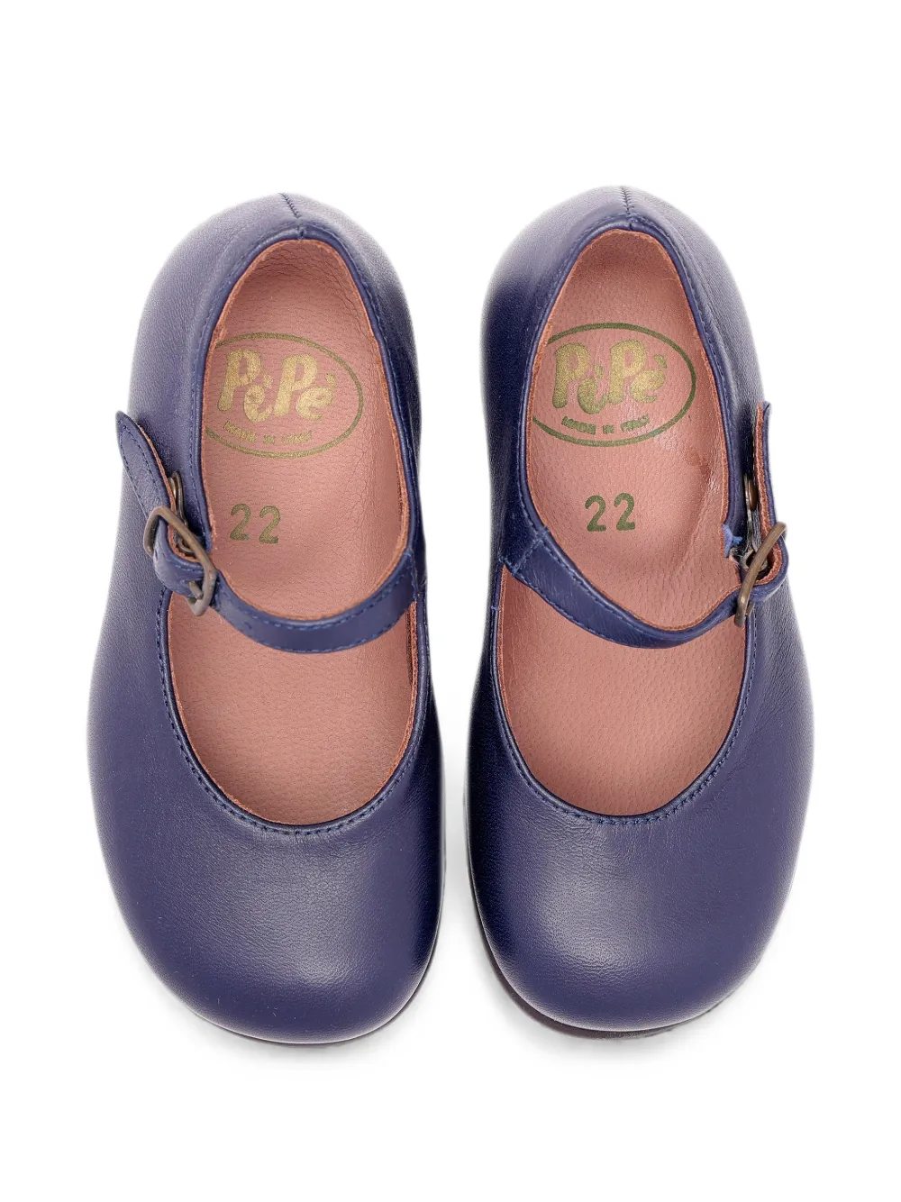 Pèpè Martina buckle-fastening leather ballet flats Blauw