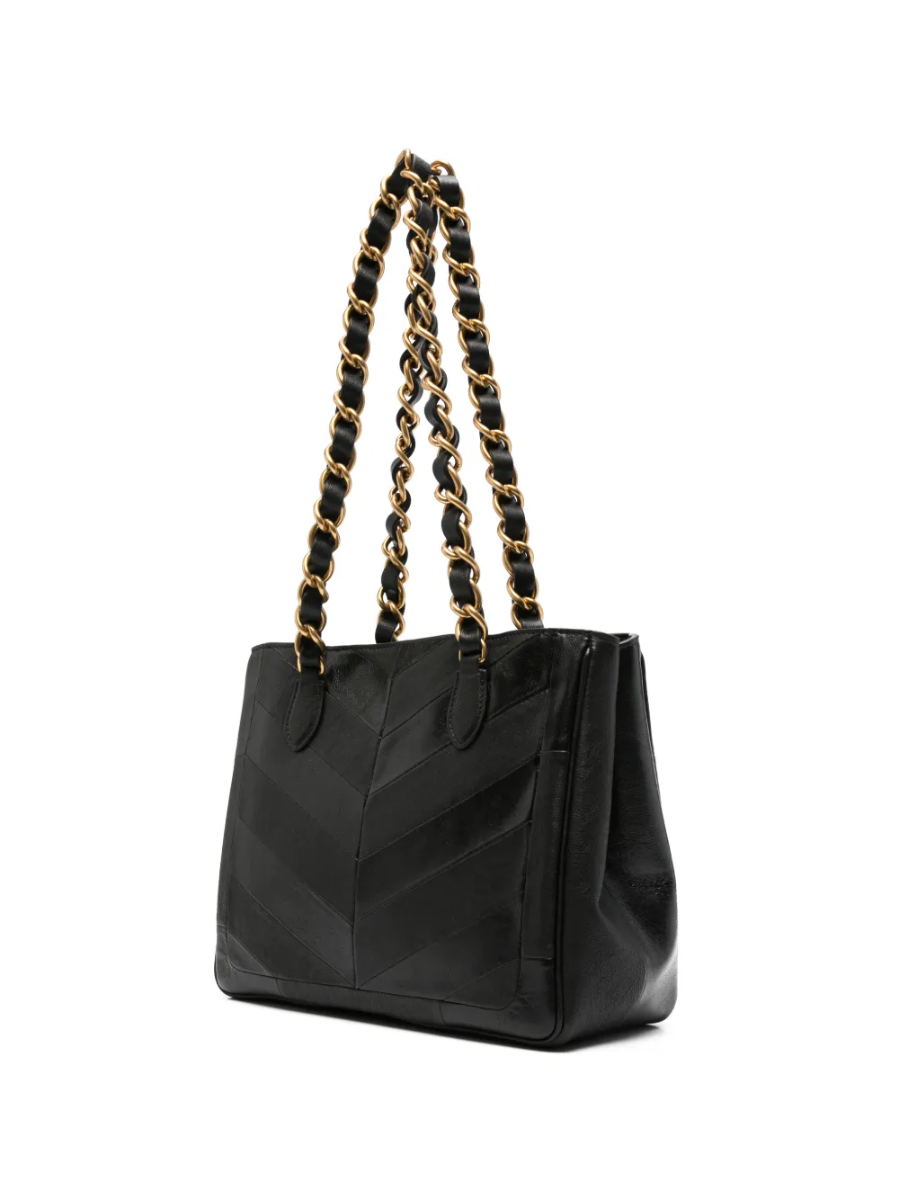 Valentino Garavani Kleine Garavani Laseine shopper van nappaleer met chevron patroon Zwart