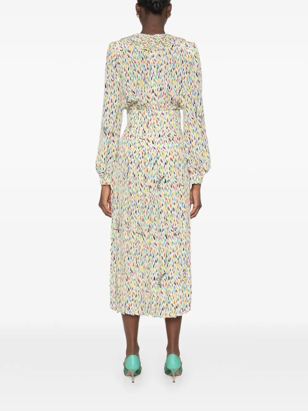 Valentino Garavani Jurk met ruches en logoprint Wit