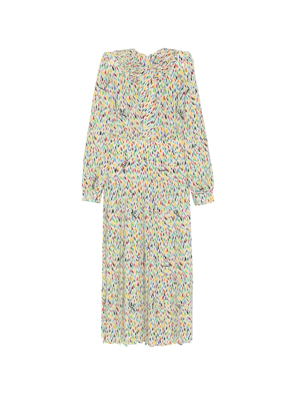 Valentino Garavani logo-print ruched-collar dress - Bianco