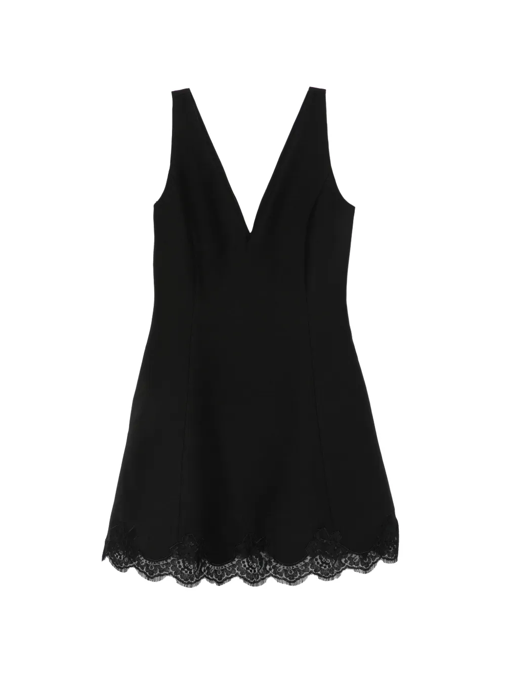 Valentino Garavani lace-trim V-neck dress - Schwarz