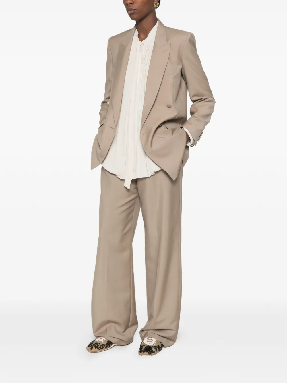 Valentino Garavani double-breasted peak-lapels jacket Beige