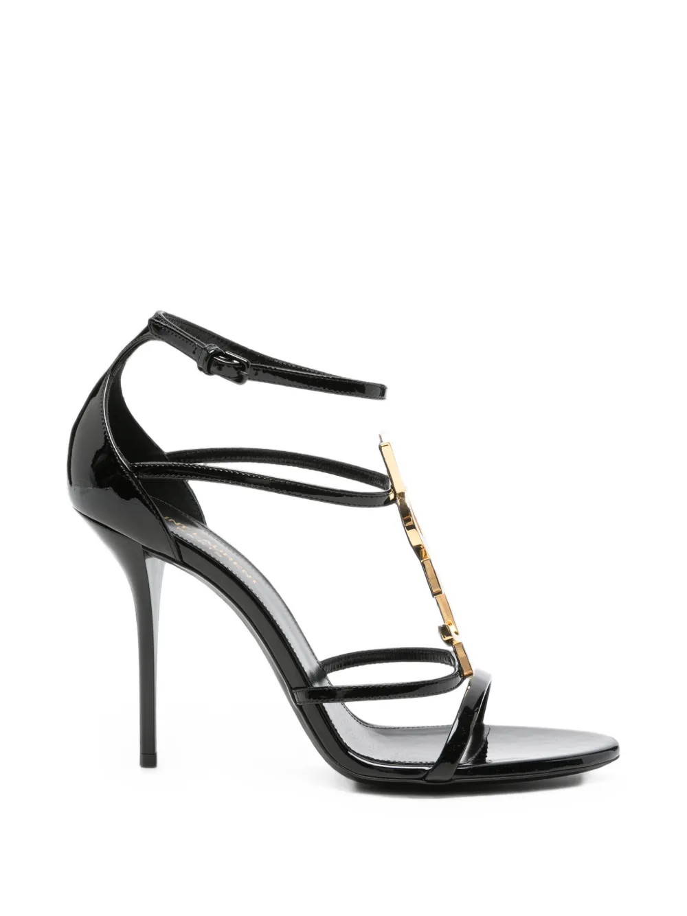 Saint Laurent Cassandra Sandalen aus Lackleder - Schwarz