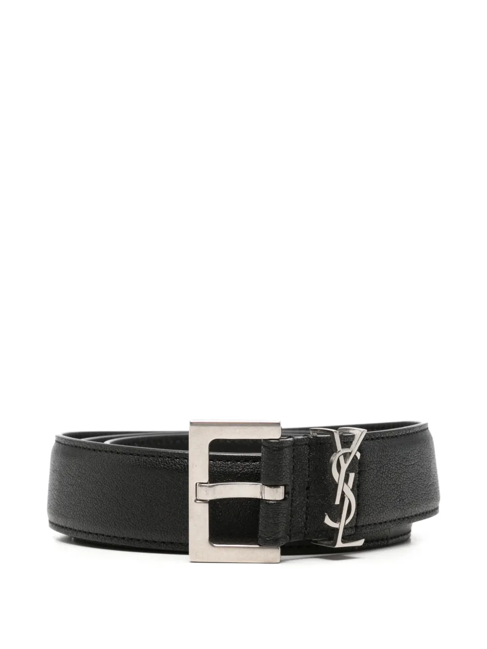 Saint Laurent Cassandre leather belt - Schwarz