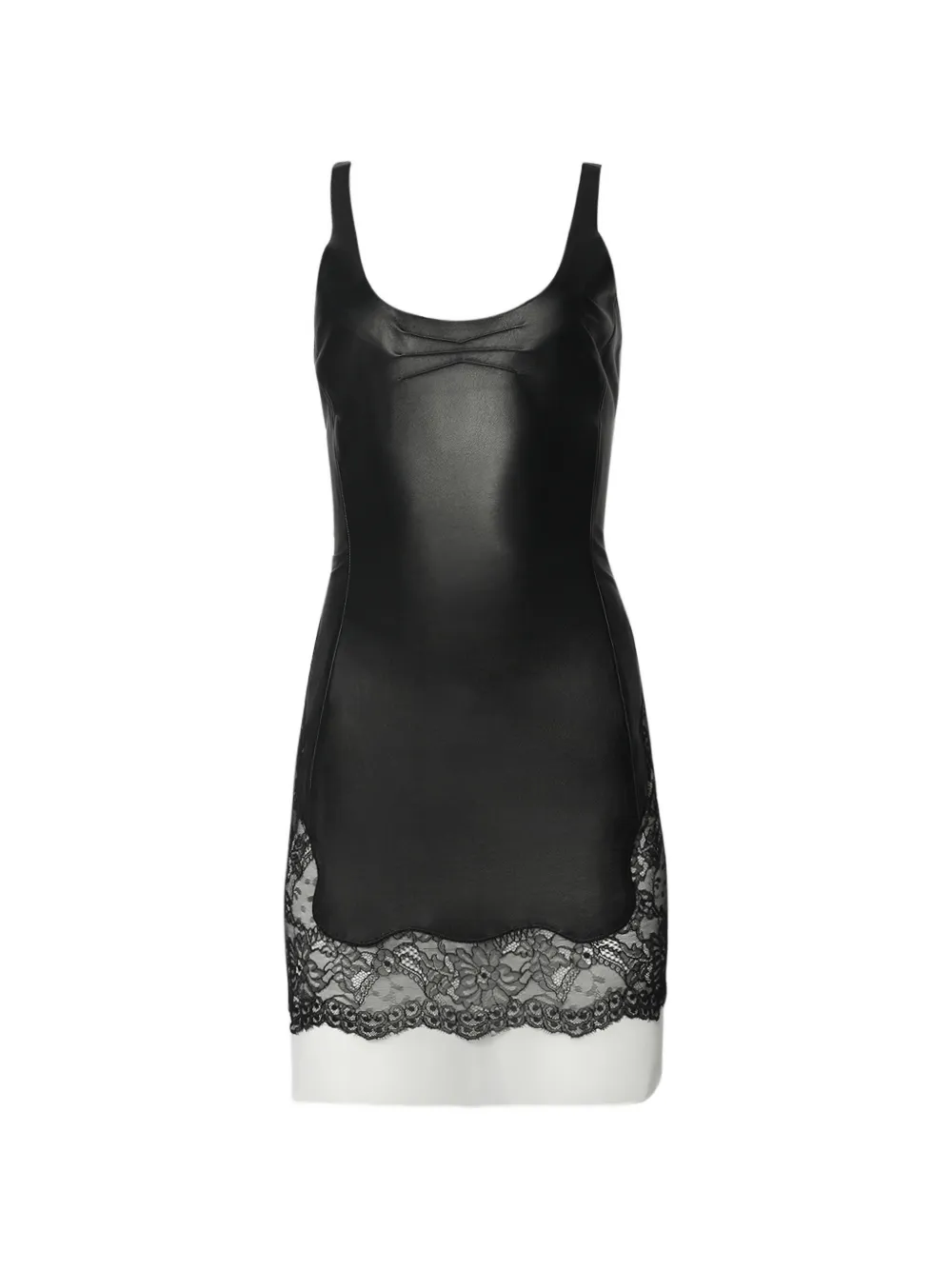 The Attico lace-trimmed leather dress - Nero
