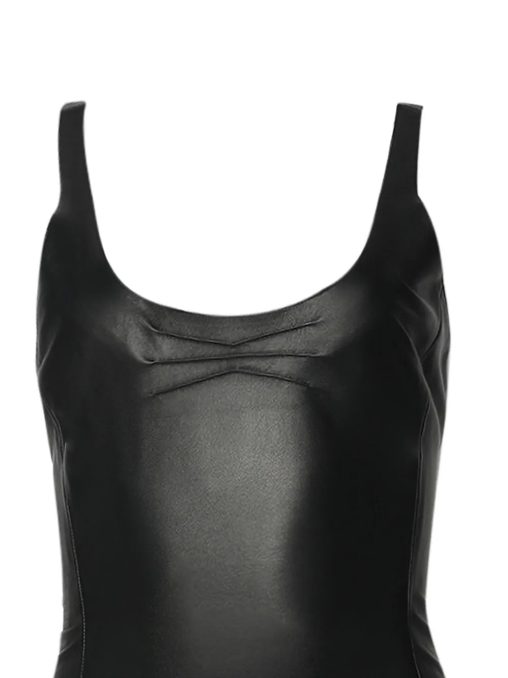 The Attico Leren jurk met kanten afwerking Zwart