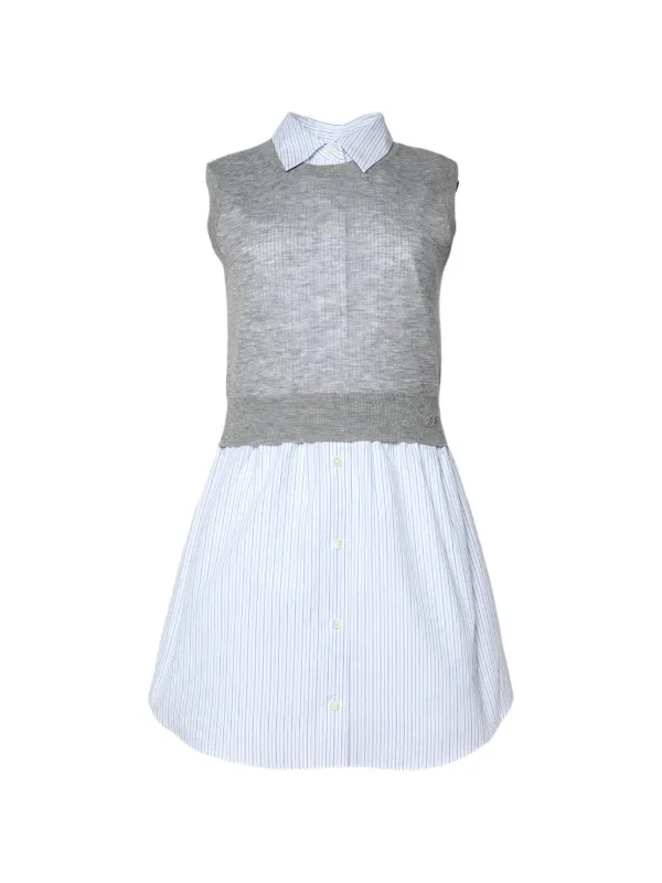 alexander wang layered dress Sleeveless Shirt Mini With Knit Top | Grey Rayon Dress