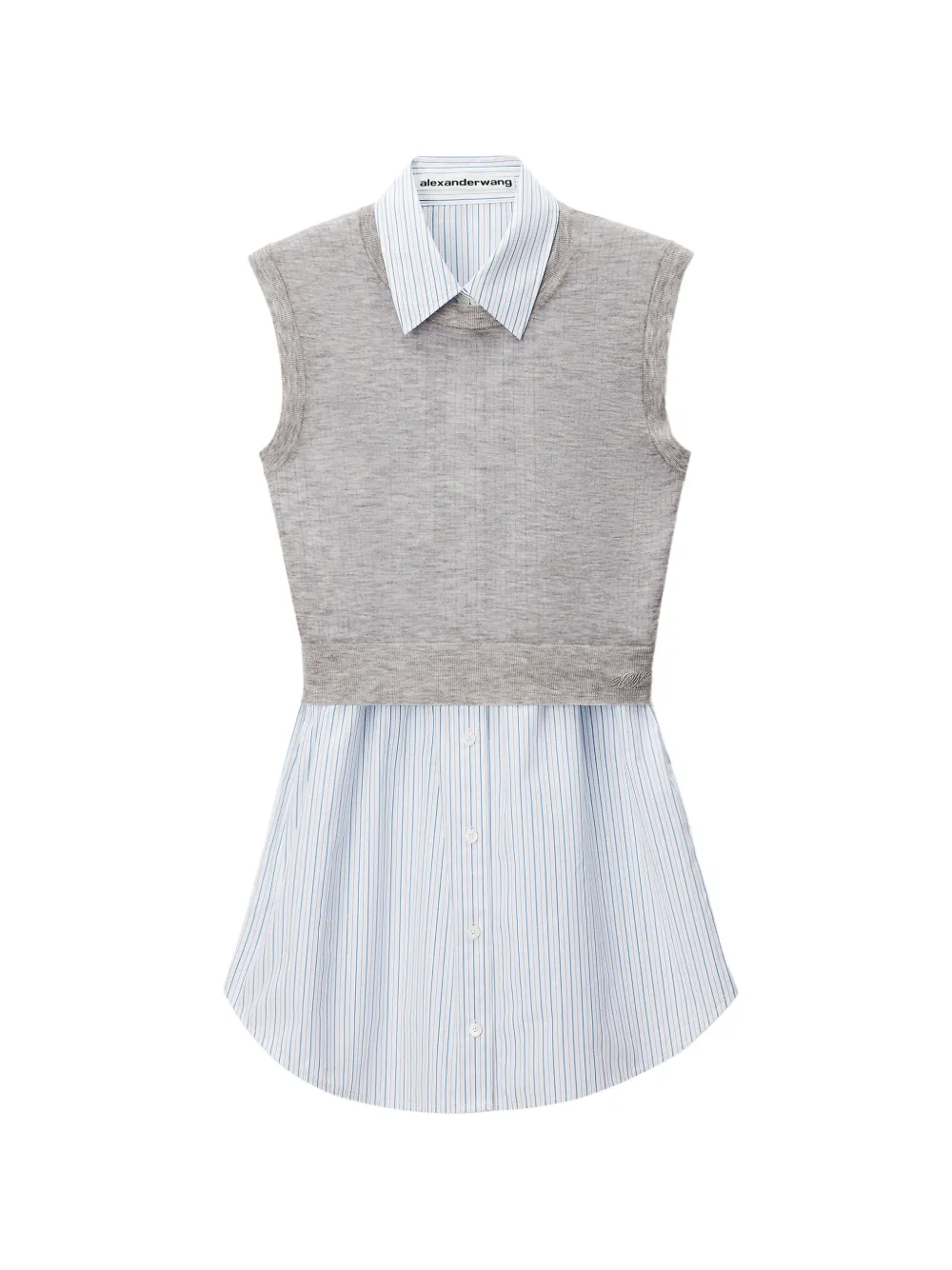 Alexander Wang layered sleeveless shirt mini dress with knit top