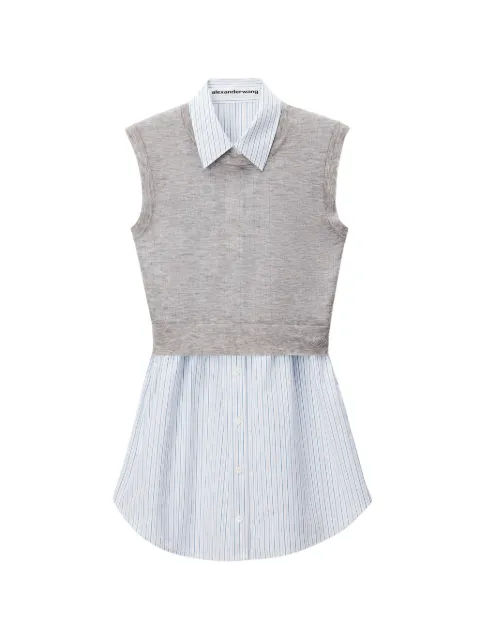 Alexander Wang layered sleeveless shirt mini dress with knit top