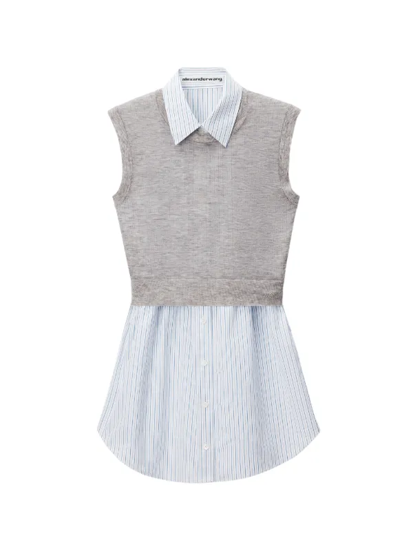 Alexander Wang Sheer Sweater Sleeveless Mini Dress in Grey