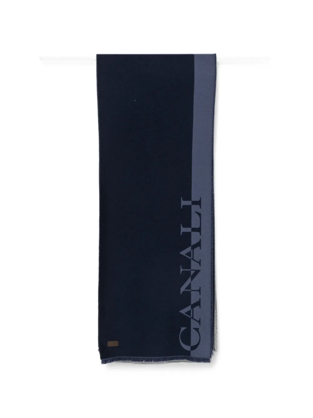 Canali logo-print frayed scarf - Blau