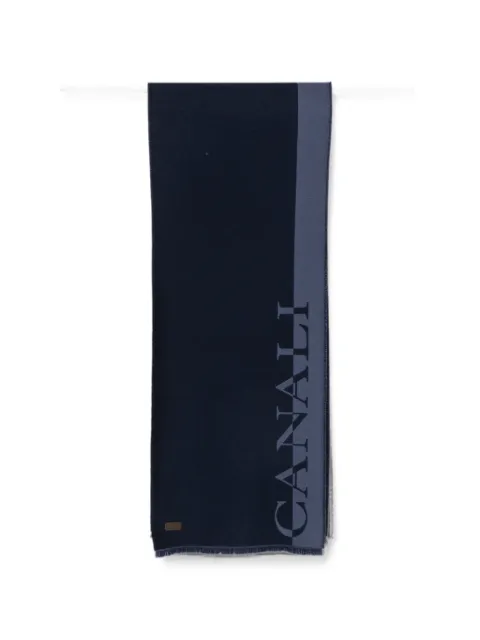 Canali logo-print frayed scarf