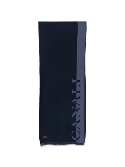 Canali logo-print frayed scarf