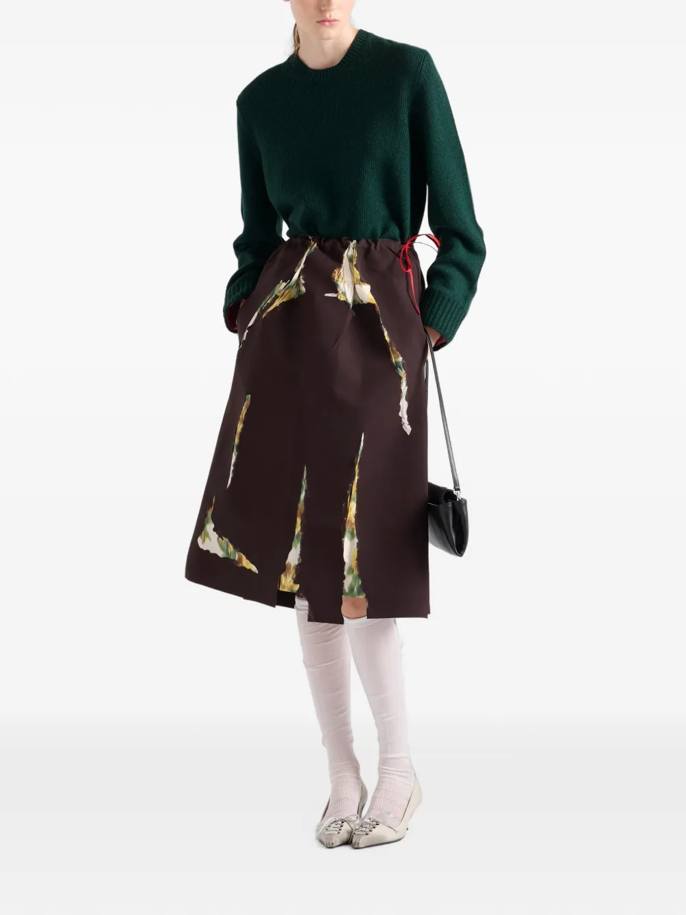 Prada Gabardine rok met devoré-effect Bruin
