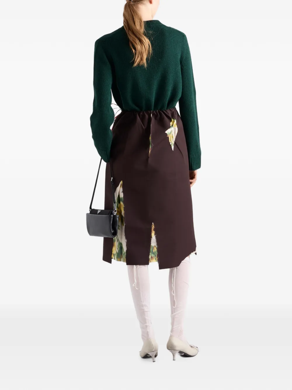 Prada Gabardine rok met devoré-effect Bruin