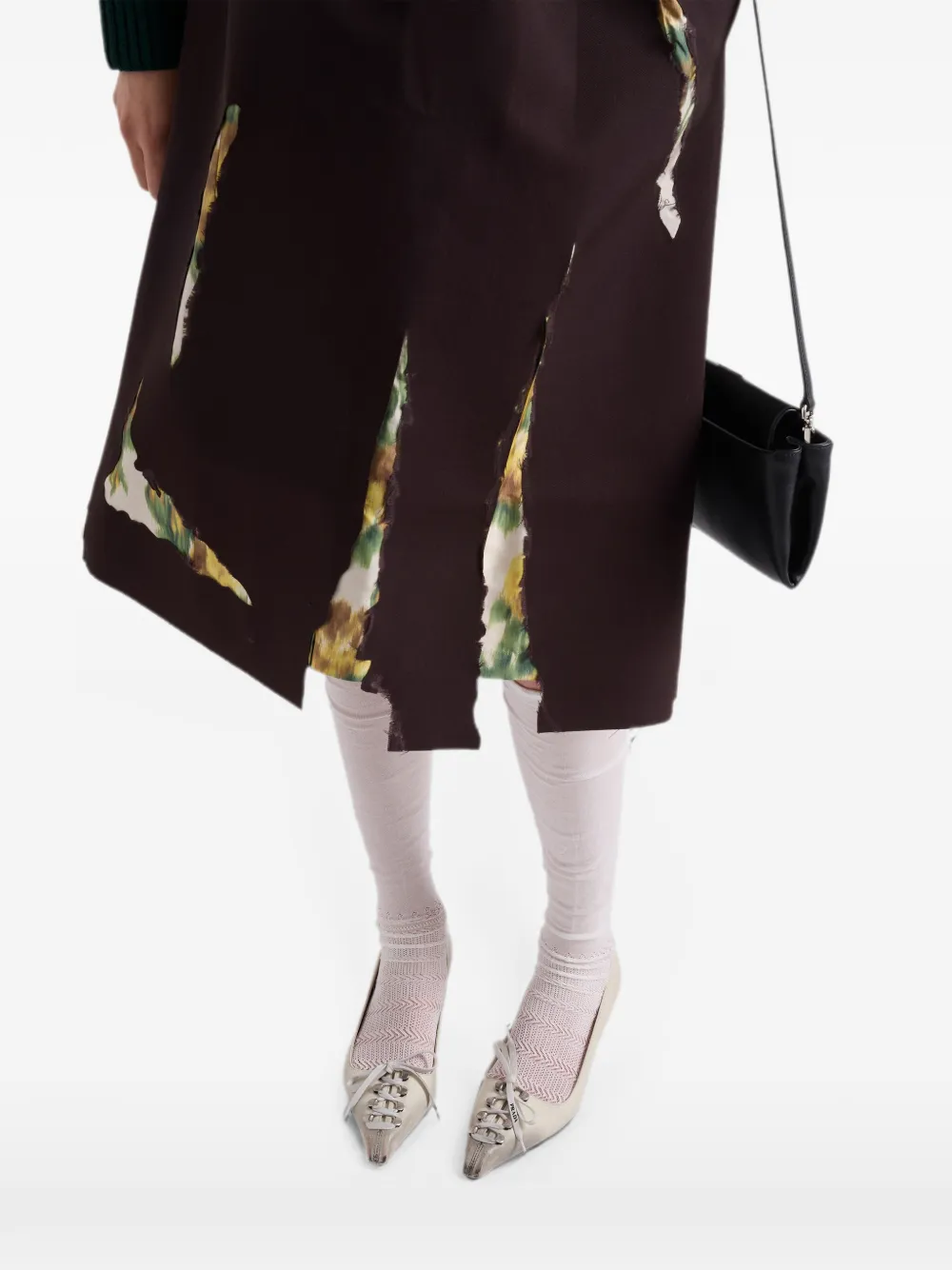 Prada Gabardine rok met devoré-effect Bruin