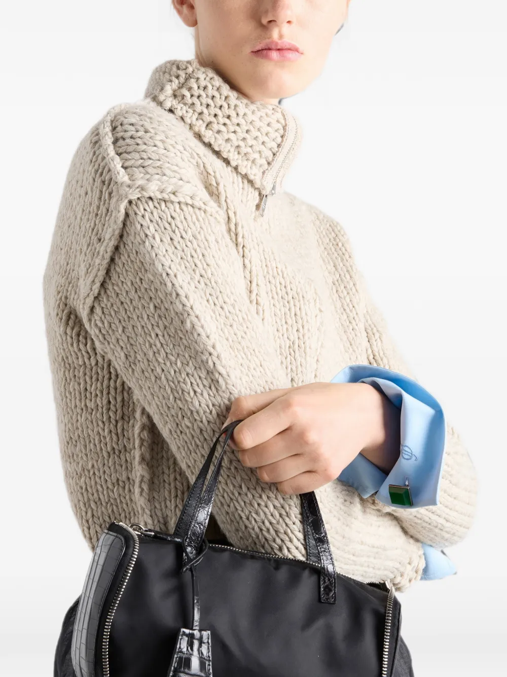 Prada Wollen vest met rits Beige