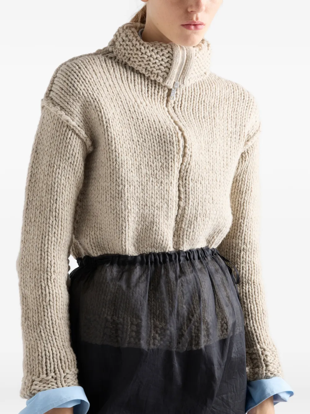 Prada Wollen vest met rits Beige