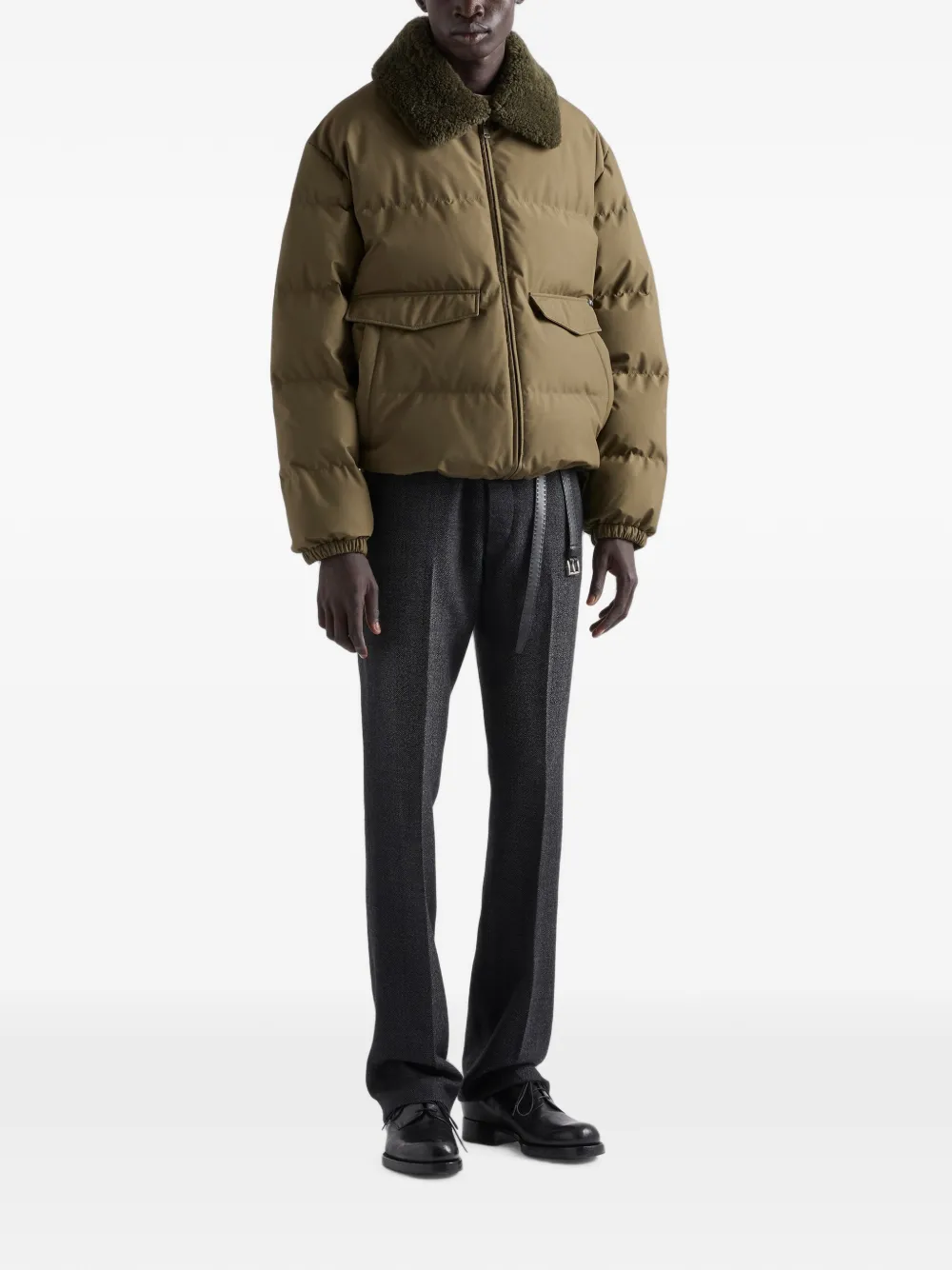 Prada Technisch katoenen donsjack Bruin