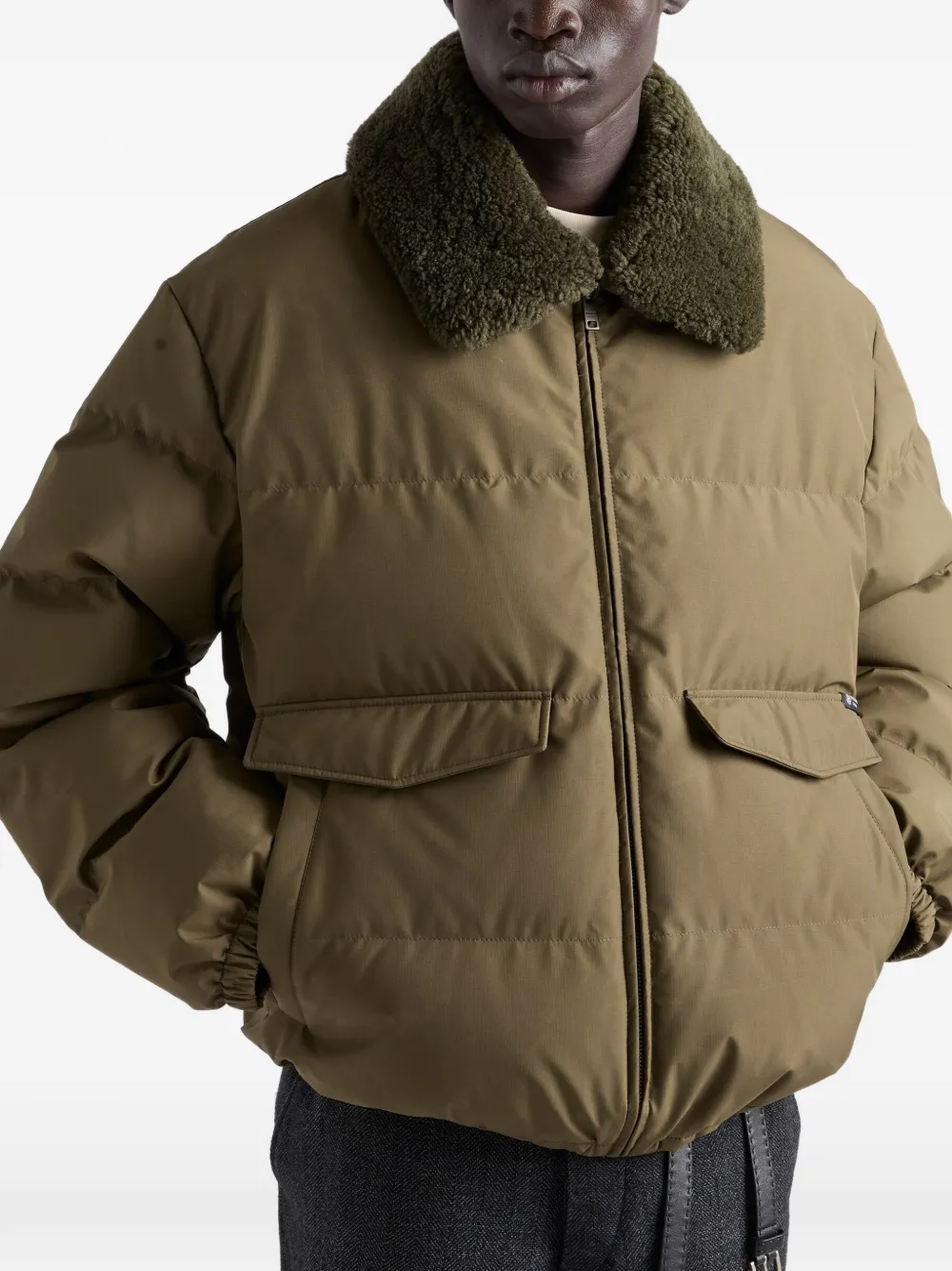 Prada Technisch katoenen donsjack Bruin
