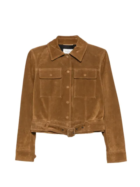 Saint Laurent Giacca in pelle scamosciata con cintura