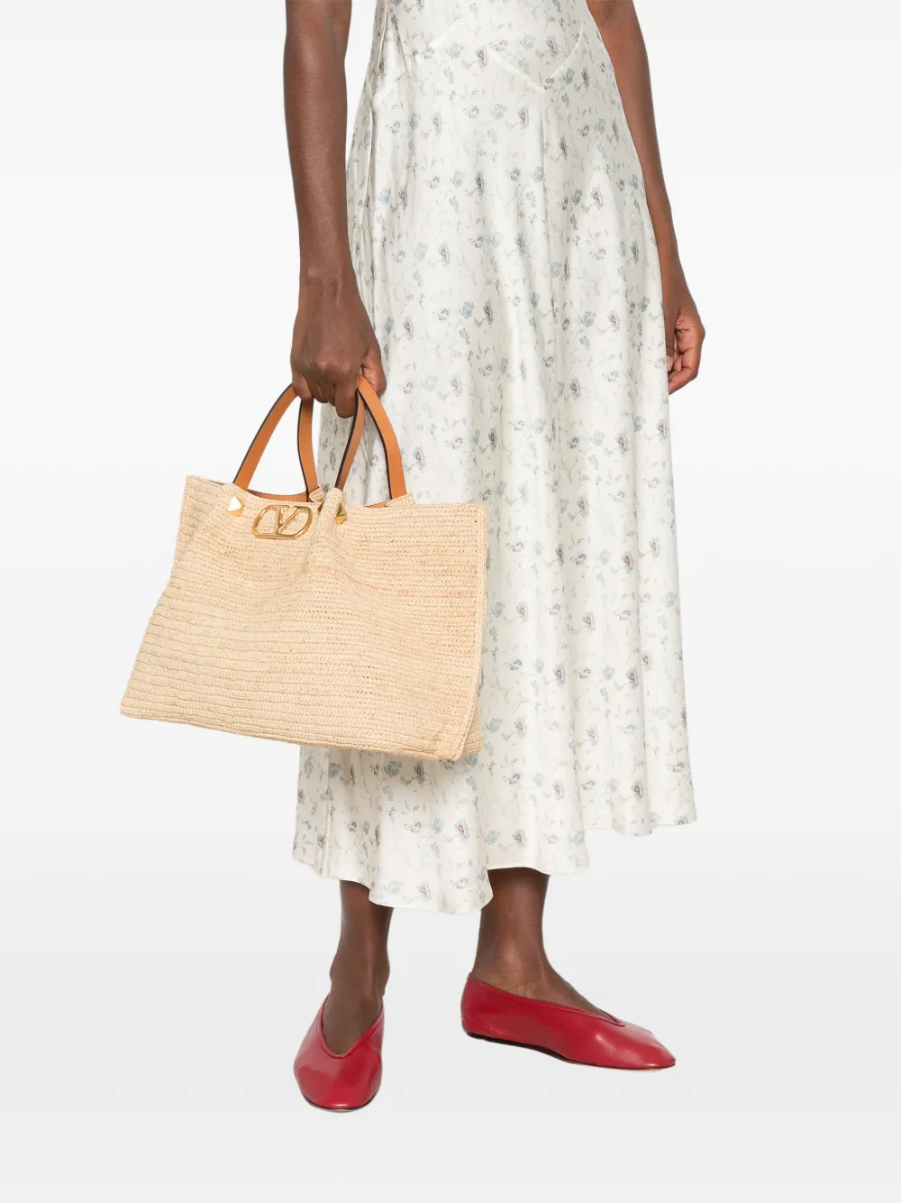 Valentino Garavani Medium shopper met VLogo-plakkaat Beige