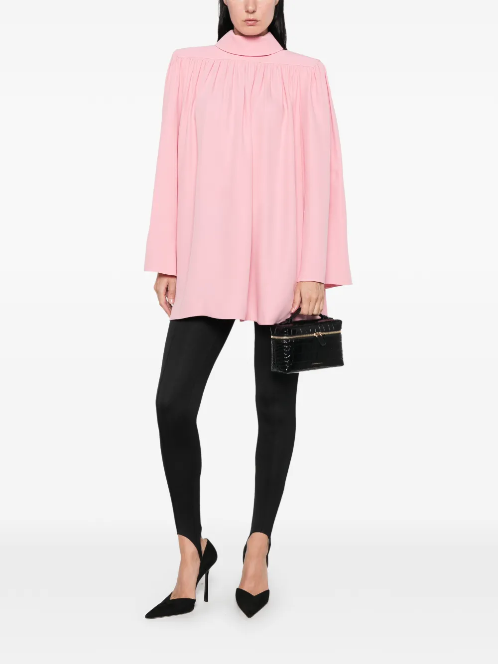 Valentino Garavani gathered mock-neck blouse Roze