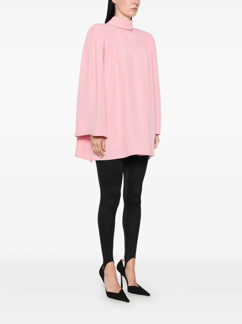 Valentino Garavani gathered mock-neck blouse Roze
